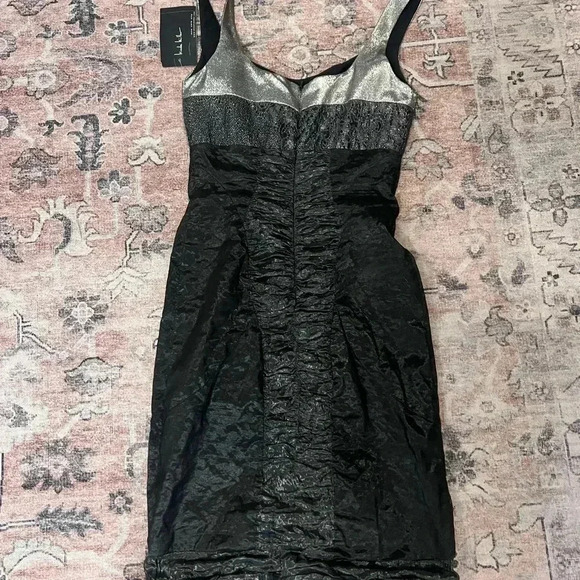 Nicole Miller Black and Silver Mini Dress NWOT - Picture 2 of 3